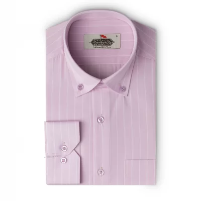 پیراهن مردانه آستین بلند مدل یقه معمولی کد PC12124 رنگ صورتی