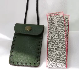 حرز امام جواد بر پوست آهو در ساعات سعد به همراه جادعایی کیف چرم طبیعی - کد 83024