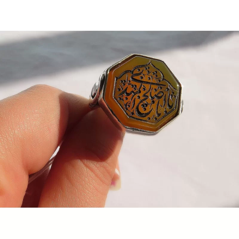 انگشتر مردانه عقیق یا ابا صالح المهدی رکاب نقره - کد 73216