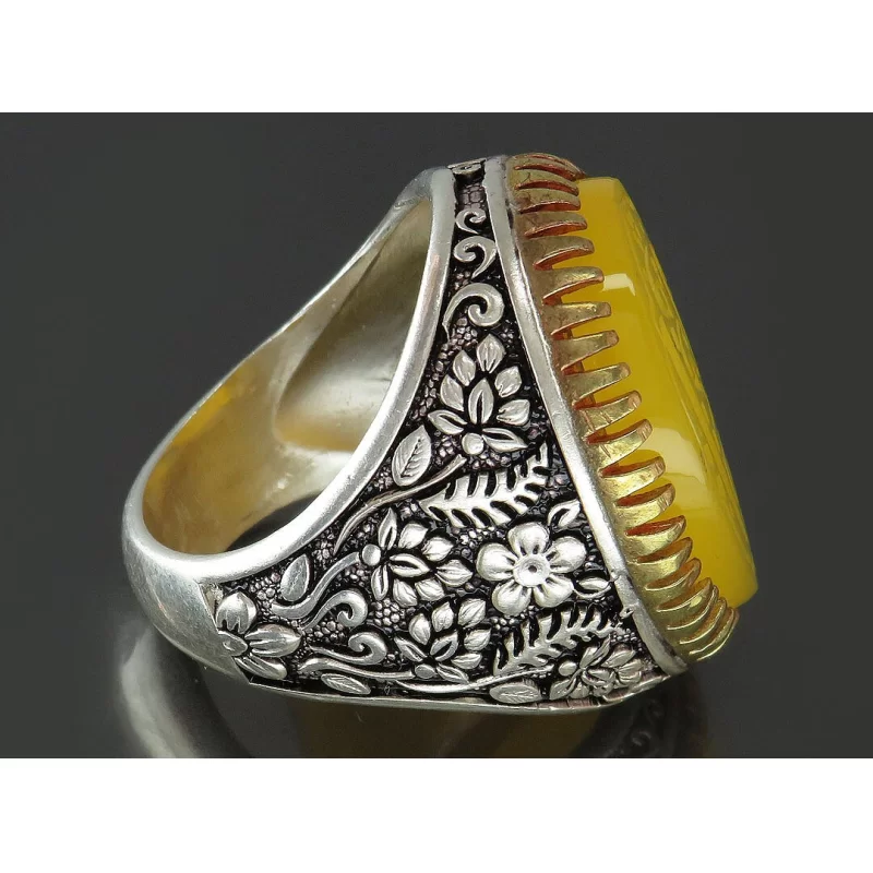 انگشتر مردانه عقیق یا قاضی الحاجات رکاب نقره - کد 80812