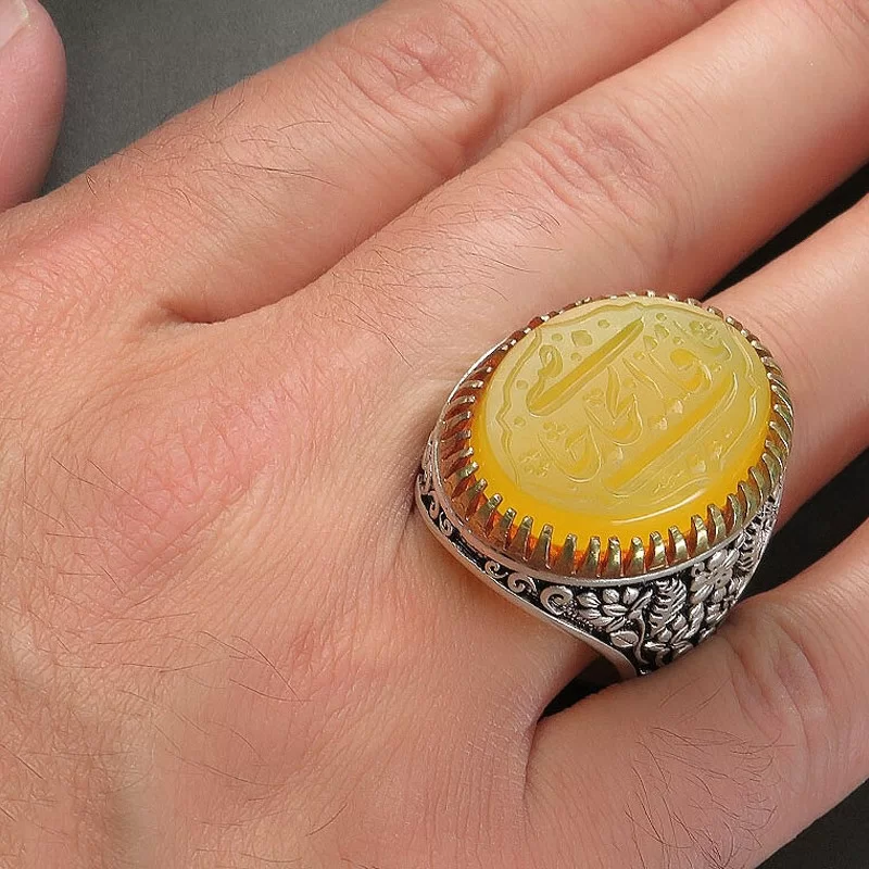 انگشتر مردانه عقیق یا قاضی الحاجات رکاب نقره - کد 80812