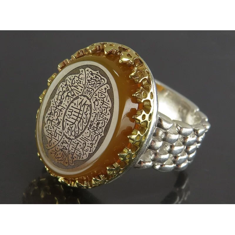 انگشتر مردانه عقیق رکاب رولکسی رکاب نقره - کد 87464