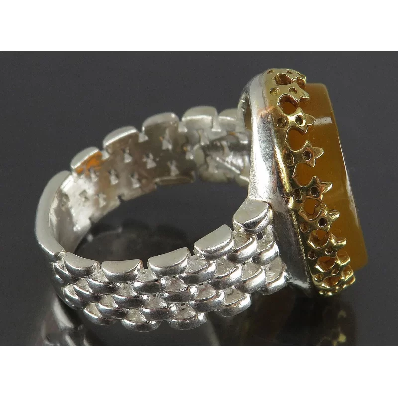 انگشتر مردانه عقیق رکاب رولکسی رکاب نقره - کد 87464