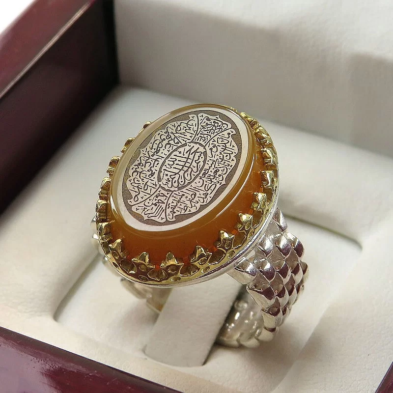 انگشتر مردانه عقیق رکاب رولکسی رکاب نقره - کد 87464