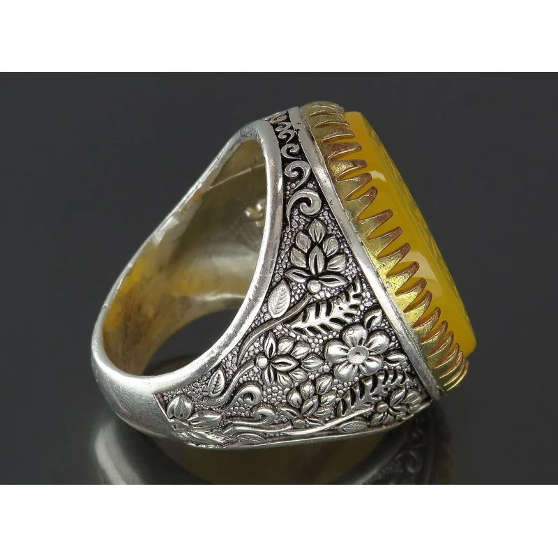 انگشتر مردانه عقیق یا قاسم ابن الحسن رکاب نقره - کد 80804