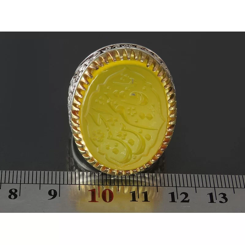 انگشتر مردانه عقیق یا قاسم ابن الحسن رکاب نقره - کد 80804