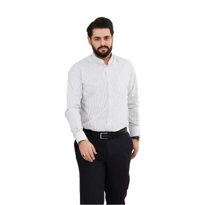 پیراهن مردانه آستین بلند مدل یقه دیپلمات کد PC12176 رنگ سفید