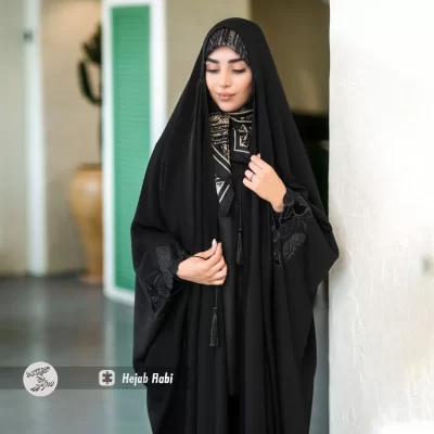 چادر مشکی عربی ندا امارات طرح پروانه کد 3036