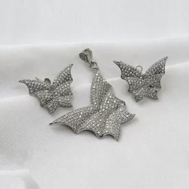 سرویس زنانه طرح پروانه فریم نقره - کد 96731