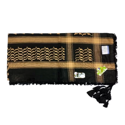 چفیه عربی الماس زمینه مشکی با طرح قهوه ای