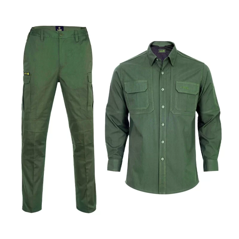 ست پیراهن و شلوار تاکتیکال کلاسیک S313 رنگ سبز سدری