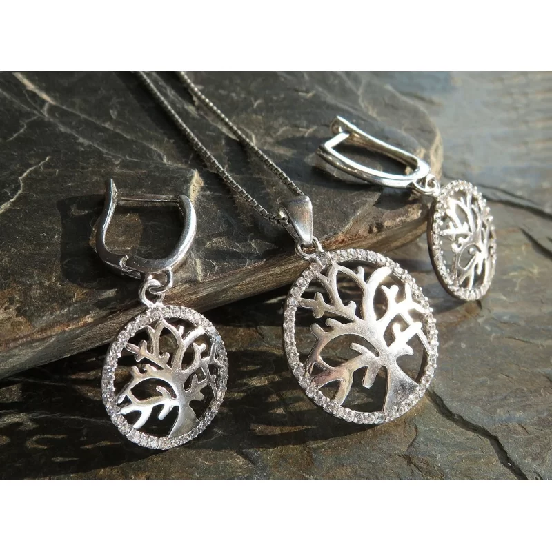 سرویس زنانه طرح درخت فریم نقره - کد 60175