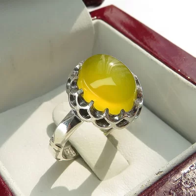 انگشتر نقره مردانه مدل عقیق زرد اسپرت (شرف الشمس) کد 63444