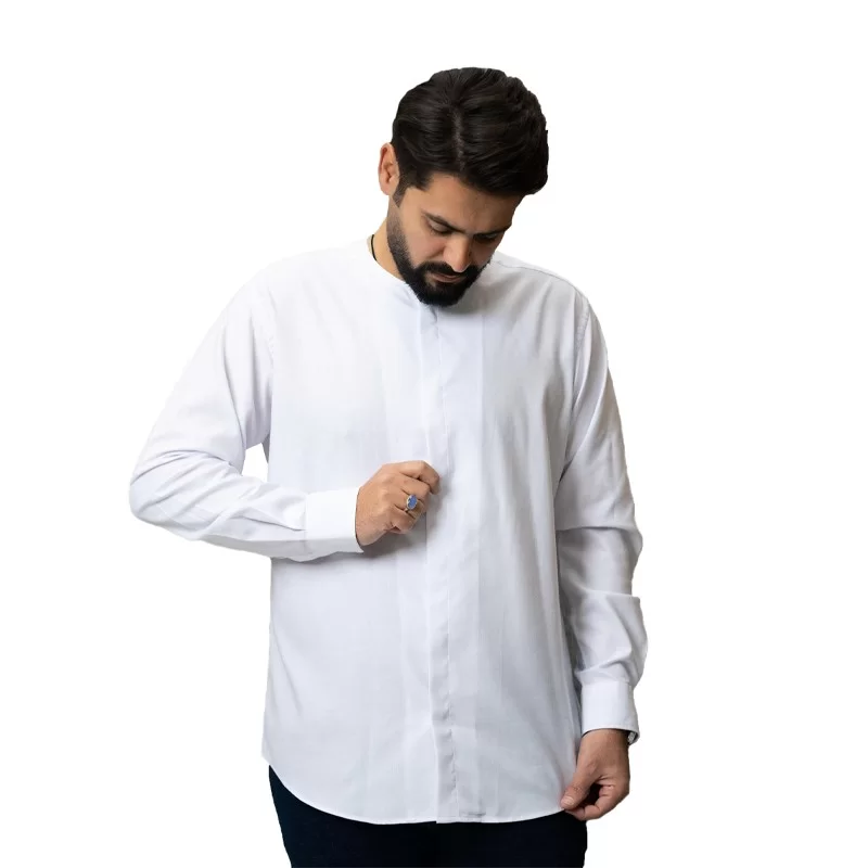 پیراهن مردانه آستین بلند مدل هادی کد PS21076 رنگ سفید 