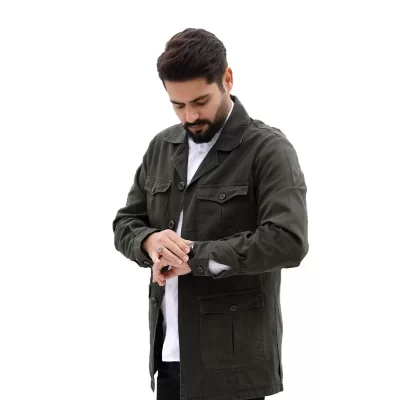 کت کتان مدل سردار رنگ یشمی کد KT21009