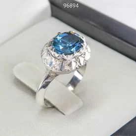 انگشتر زنانه نقره توپاز لندن الماس تراش دست ساز ظریف - کد 96894