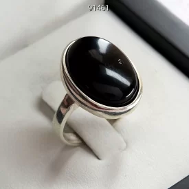 انگشتر زنانه نقره عقیق سیاه طرح نادیا  - کد 91461