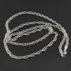 زنجیر 55 سانتی طنابی فریم نقره - کد 89014