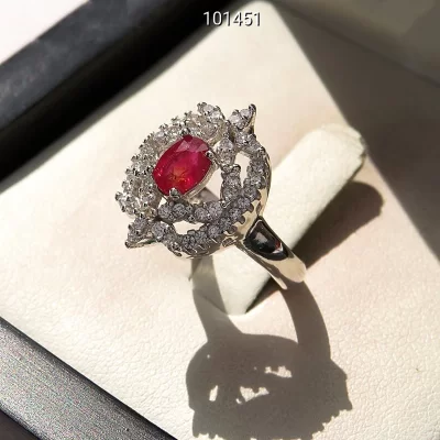 انگشتر زنانه نقره یاقوت آفریقایی قرمز سرخ - کد 101451
