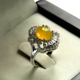 انگشتر زنانه نقره عقیق زرد طرح گلی [شرف الشمس] - کد 96032
