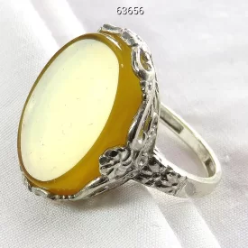 انگشتر زنانه نقره عقیق زرد طرح تینا [شرف الشمس] رنگ تقویت شده - کد 63656