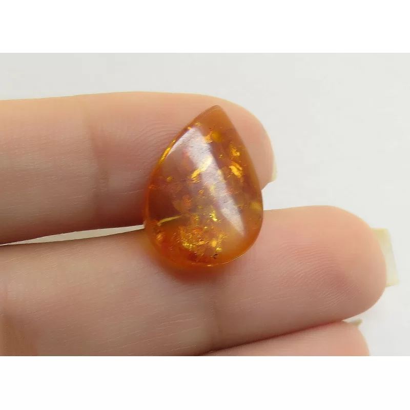 نگین کهربا بولونی لهستان خوش رنگ طرح اشکی - کد 54880