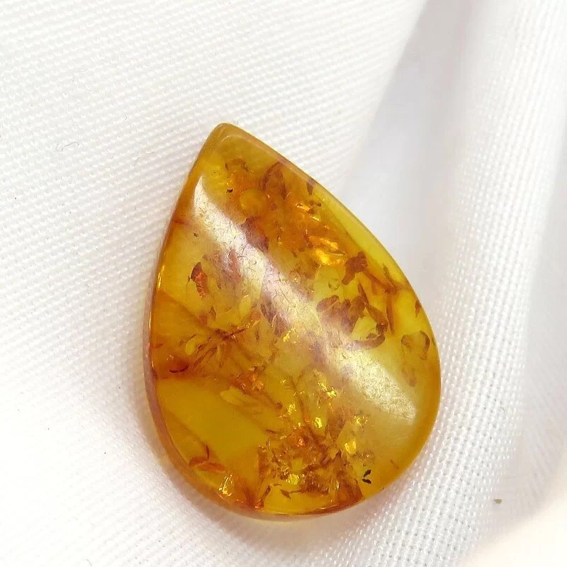 نگین کهربا بولونی لهستان خوش رنگ طرح اشکی - کد 54880