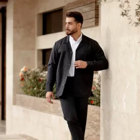 کت و شلوار لبنانی مدل دو جیب رنگ طوسی تیره