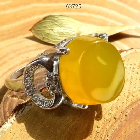 انگشتر زنانه نقره عقیق زرد طرح محبوب [شرف الشمس] - کد 63725