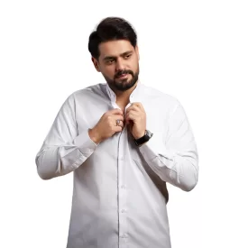 پیراهن مردانه آستین بلند یقه دیپلمات کد PC12261 رنگ سفید