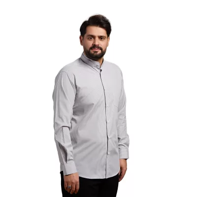پیراهن مردانه آستین بلند مدل یقه دیپلمات کد PC12266 رنگ طوسی