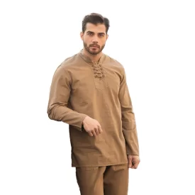 پیراهن الیافی مردانه مدل هشت دکمه رنگ نسکافه ای کد 807