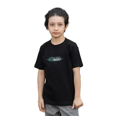 تیشرت مشکی پسرانه آستین کوتاه طرح مشتاق روی حسینم کد 287