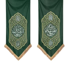 مجموعه کتیبه آویزی کج راه طرح تاسوعا و عاشورا رنگ سبز