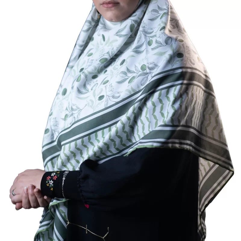 روسری زنانه نخی طرح شاخه زیتون