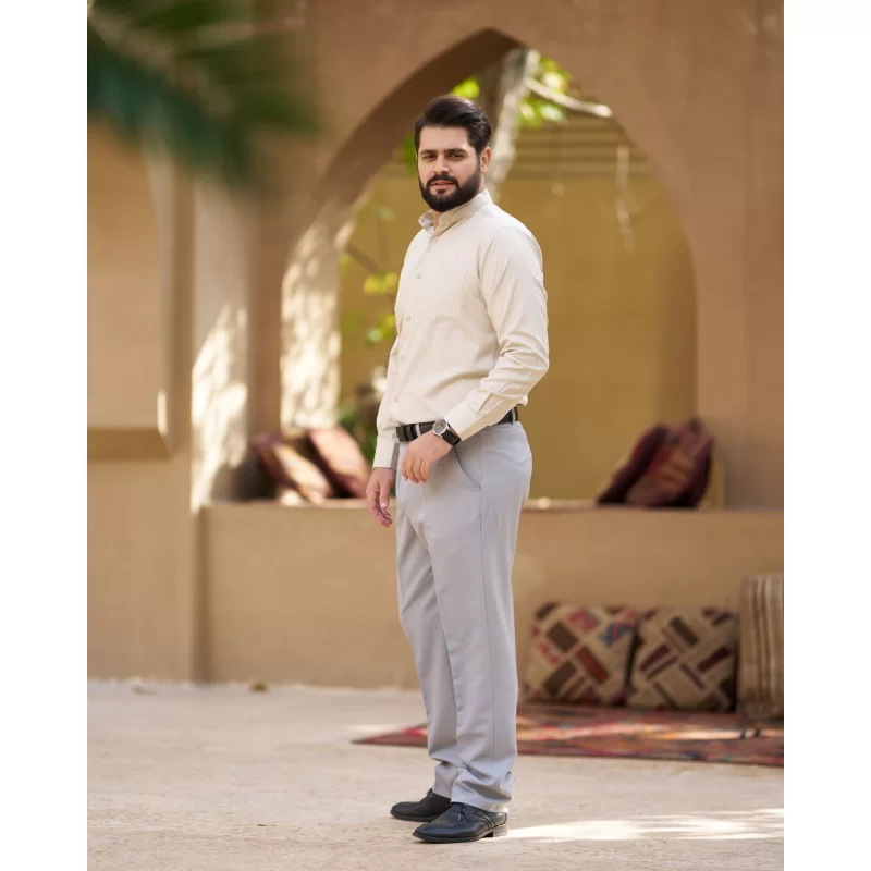 کت و شلوار سافاری مچ دار رنگ طوسی کد KS12058