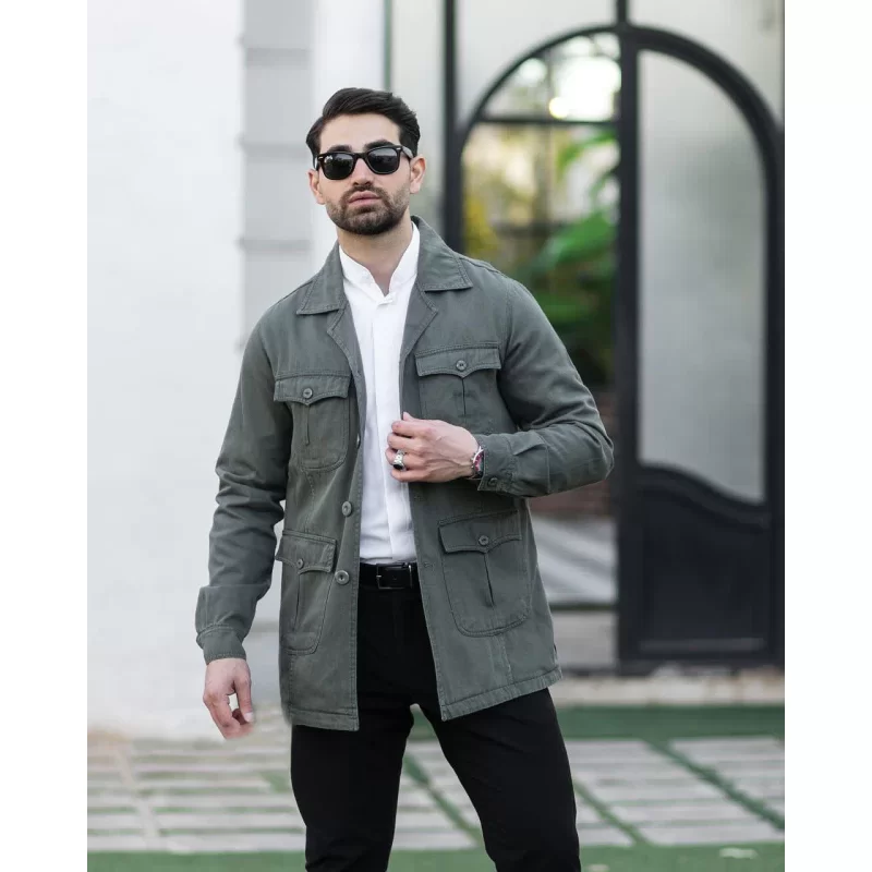 کت تک شش جیب مدل اریسا رنگ سبز کد 925