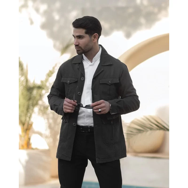 کت تک شش جیب مدل اریسا رنگ سبز یشمی کد 923