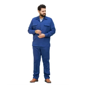 کت و شلوار سافاری مچ دار رنگ آبی نفتی کد KS12056