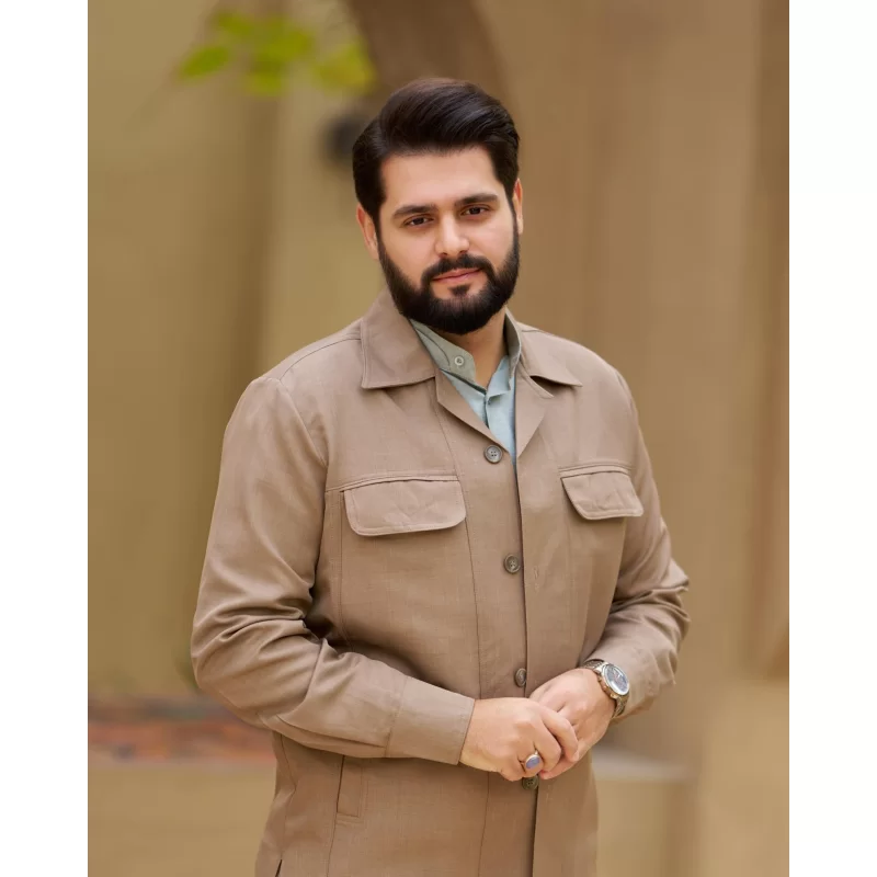 کت و شلوار سافاری مچ دار رنگ كرم شكلاتي کد KS12060