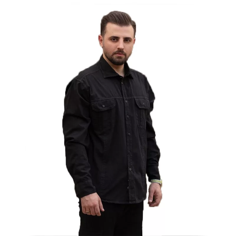 پیراهن مردانه آستین بلند دو جیب مدل ادهم رنگ مشکی کد 462