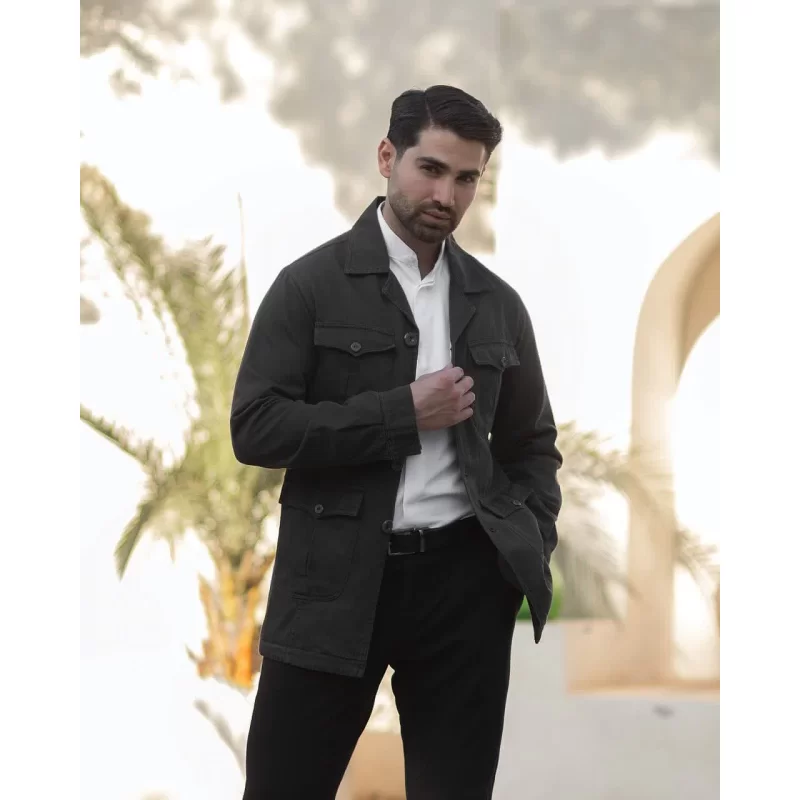 کت تک شش جیب مدل اریسا رنگ سبز یشمی کد 923