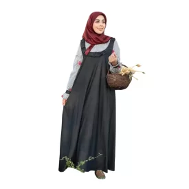  پیراهن زنانه طرح سارافون رنگ ذغالی
