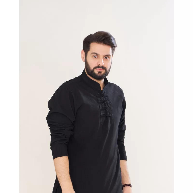 پیراهن الیافی چهار گره رنگ مشکی PA22047