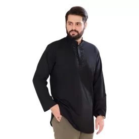  پیراهن حبیب مشکی طرح موج مردانه PM21043