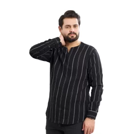  پیراهن عربی بدون یقه مدل رَيّان زمینه مشکی کد PS21123