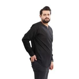 پیراهن عربی بدون یقه مدل رَيّان زمینه مشکی کد PS21127