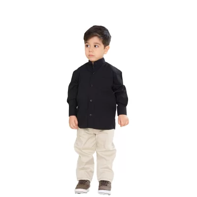 پیراهن یقه دیپلمات مشکی آستین بلند بچه گانه PB12050