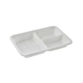 ظرف یکبار مصرف بسته بندی گیاهی سه خانه آملون بسته 150 عددی کد 000326