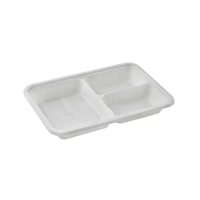 ظرف یکبار مصرف بسته بندی گیاهی سه خانه آملون بسته 150 عددی کد 000326